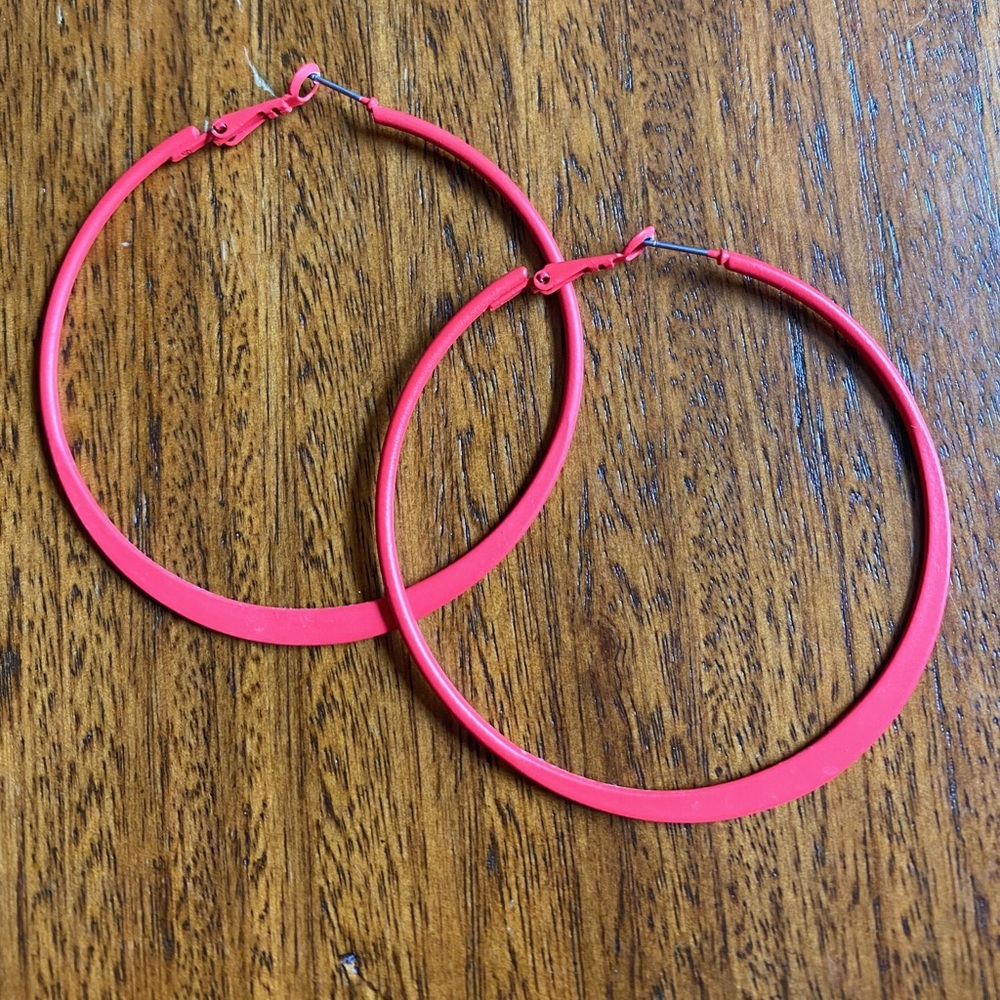 Pink hoop earrings